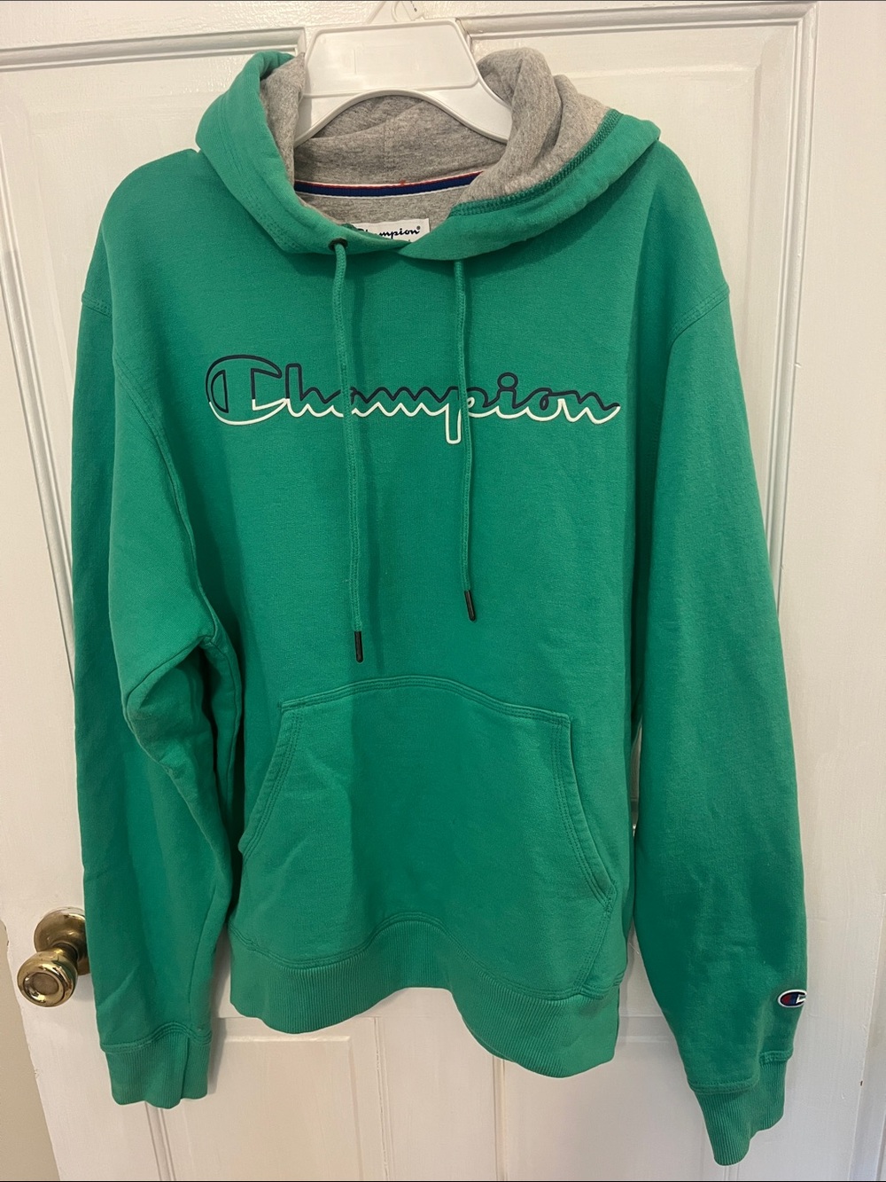 Champion Green Pullover Hoodie with Grey Lined hood